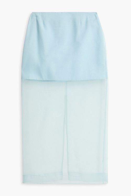 Layered silk-georgette midi skirt - Blue - 2