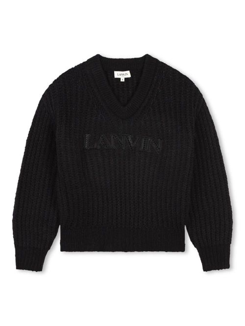 Knitted v-neck pullover - Black