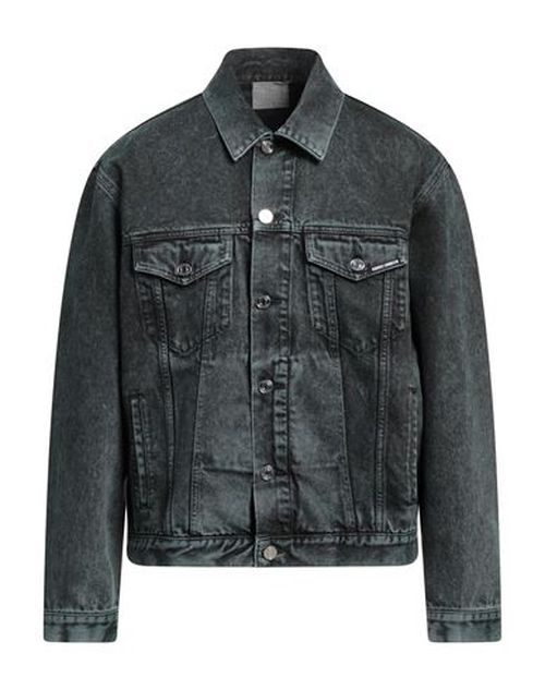 Man Denim outerwear Black Size L Cotton