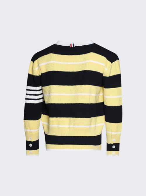 Seed Stitch 4-bar Cardigan Pale Yellow