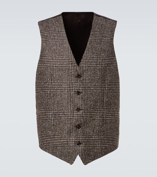 Checked single-breasted vest