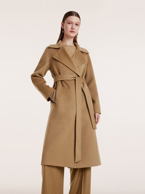 Camel Pure Cashmere Lapel Women Coat