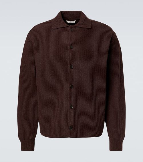 Ribbed-knit wool cardigan