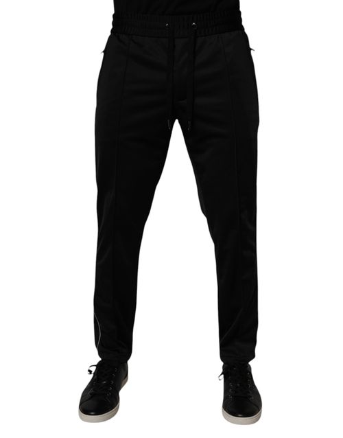 Drawstring Polyester Joggers — Black