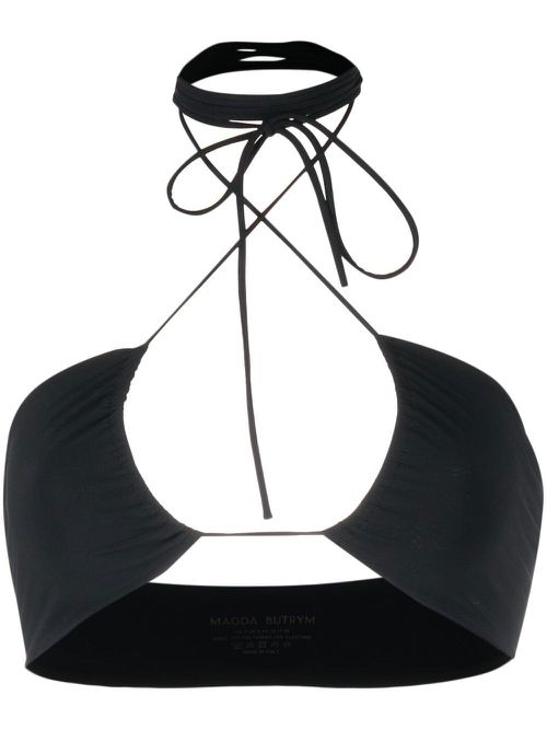 Criss-cross bandeau bikini top - Black