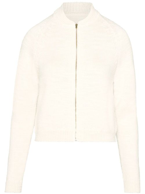 Ribbed-knit wool cropped cardigan - White