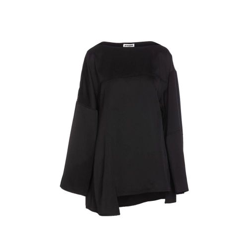 Asymmetrical Silk-Viscose Blouse — Black
