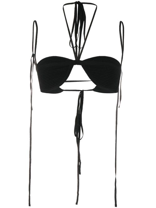 Ribbed-detail top - Black