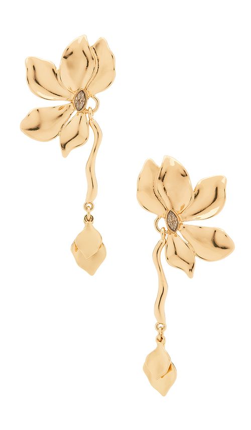 Ettika Petals Statement Earrings in Metallic Gold