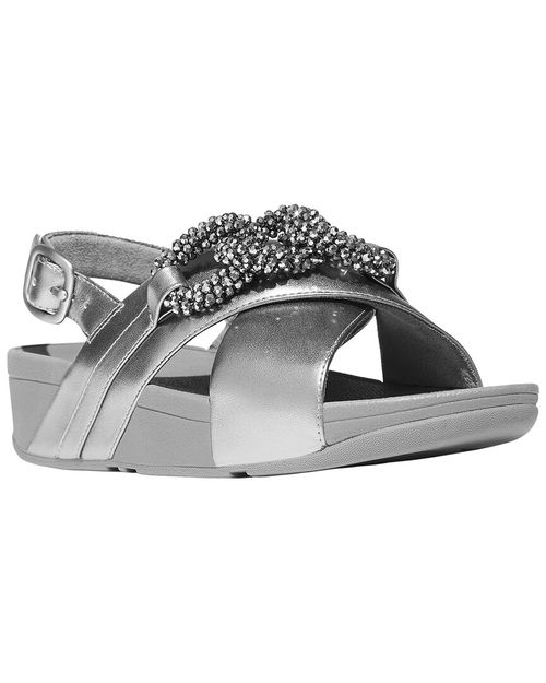 Lulu Beaded Chain Leather Back Strap Sandal