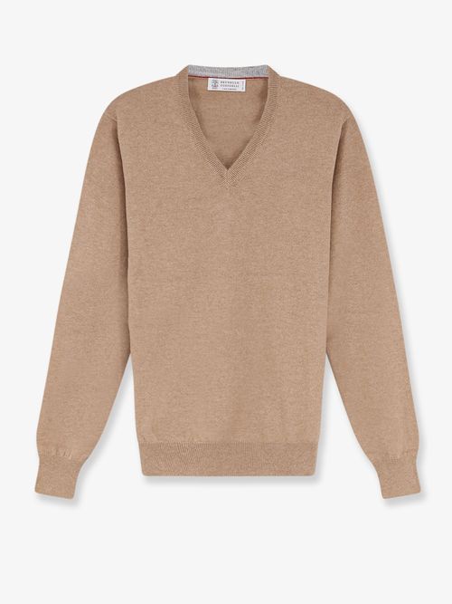 V-Neck Cashmere Sweater — Beige