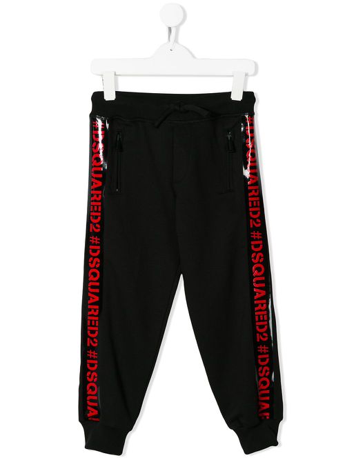 Logo trim track pants - Black
