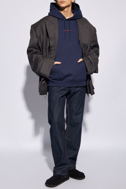 Hoodie With Logo, Men's, Navy Blue