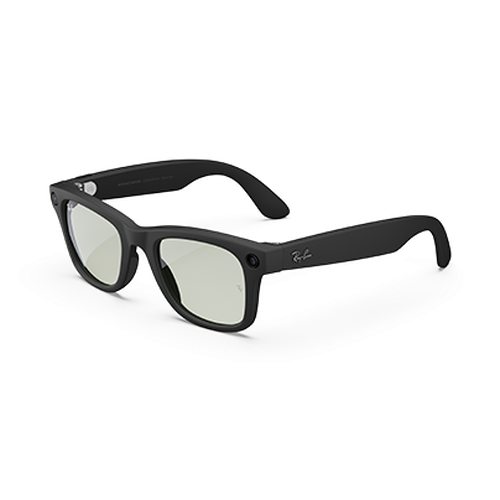 Refurbished Ray-Ban Meta Wayfarer Gen 1, Matte Black / Clear to G-15 Green Transitions®, Large, High Bridge Fit