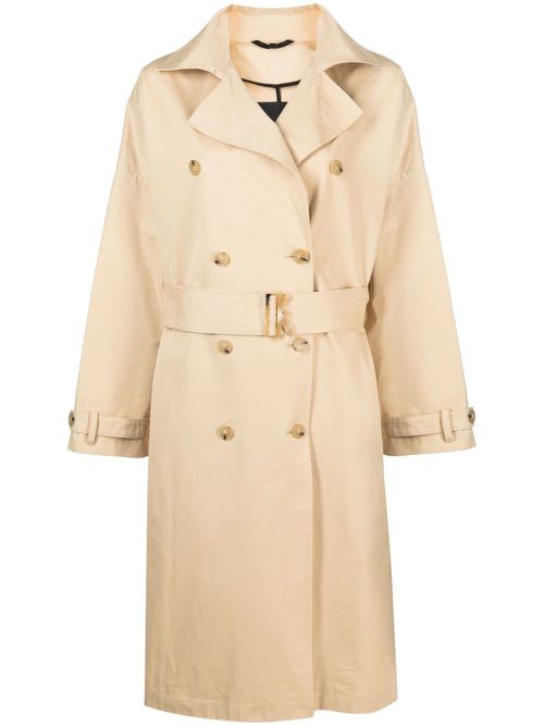 Double-breasted cotton coat - Neutrals