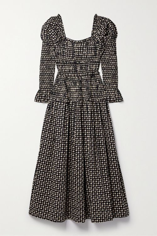+ Net Sustain Bellamy Shirred Printed Organic Cotton-poplin Maxi Dress