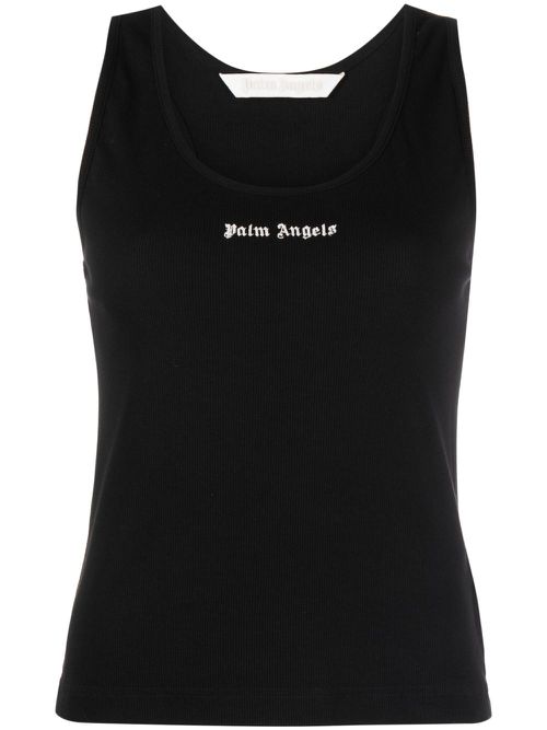 Logo-print racerback top - Black