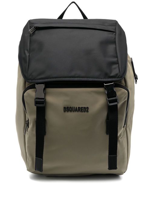 Logo-appliqué drawstring backpack - Neutrals