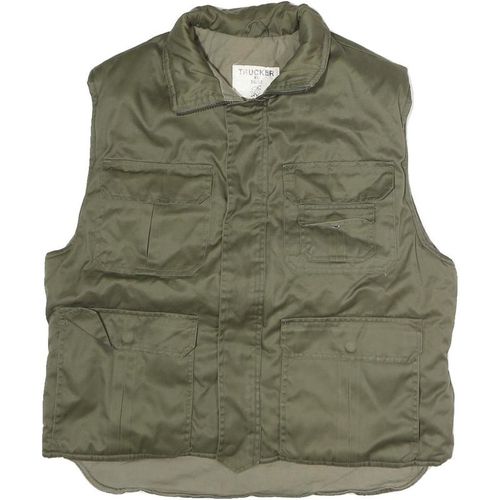 TRUCKER Mens Green Cotton Zip Jacket XL Utility Pockets Casual Workwear Outdoor