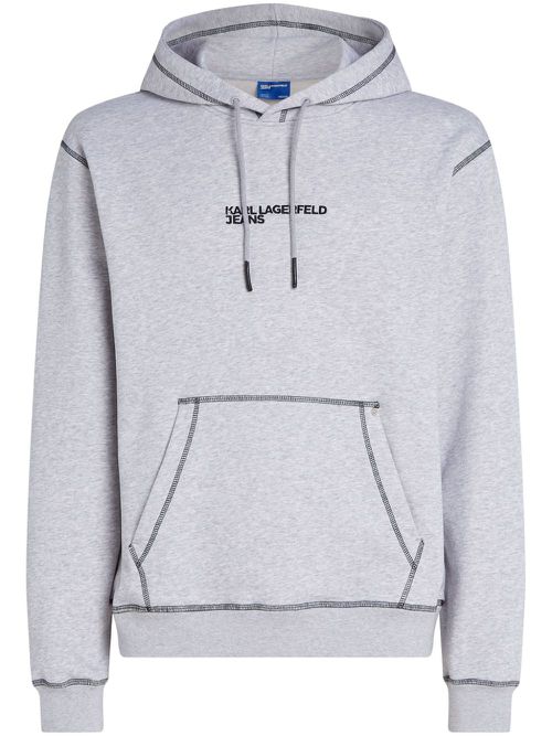 Logo-embroidered jersey hoodie - Grey