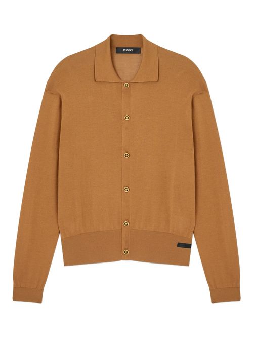 Medusa Button Tailored Sweater with Pointed Collar
