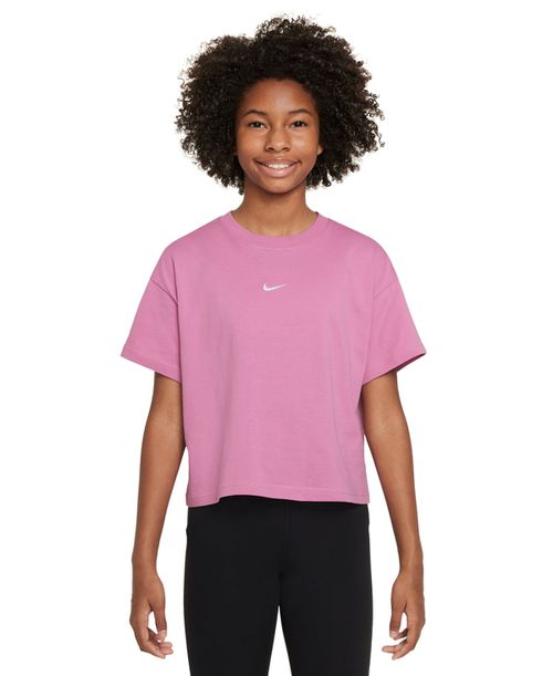 Big Girls Sportswear Essential Cotton Swoosh Logo T-Shirt - Magic Flamingo
