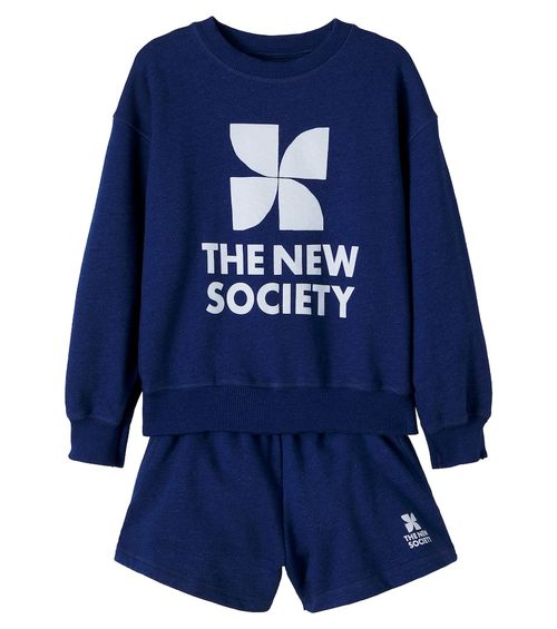 Logo cotton sweatshirt and shorts set