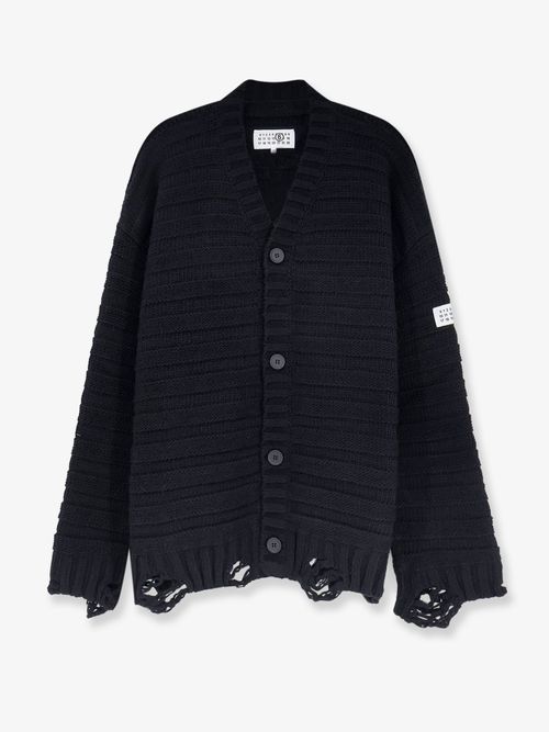 Virgin Wool Blend Cardigan — Black