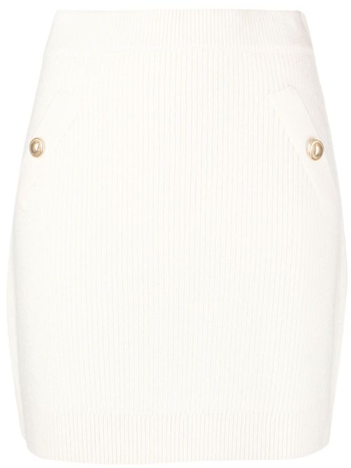 High-waisted ribbed skirt - Neutrals