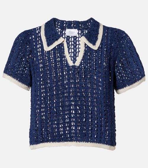 Crochet cotton polo shirt