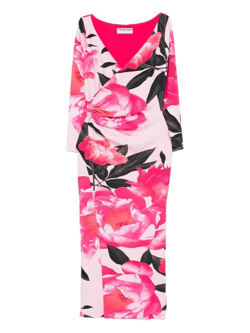 Floral-print wrap midi dress - Pink