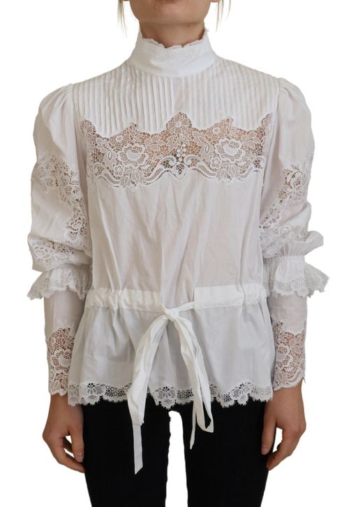 Lace-Trimmed Cotton Blouse — White