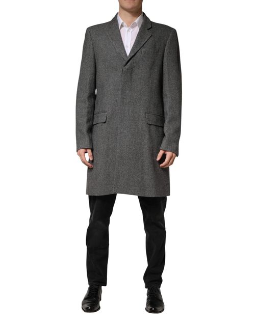 Wool-Blend Single-Breasted Coat — Gray