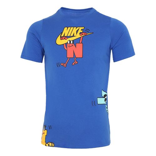 (GS) Cartoon Short Sleeve Round Neck Athleisure Casual Sports Boy Blue