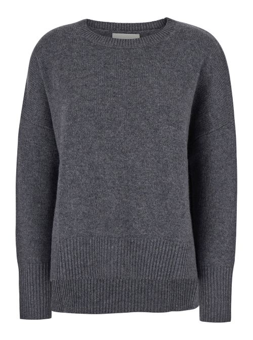 Cashmere U-Neck Sweater — Gray