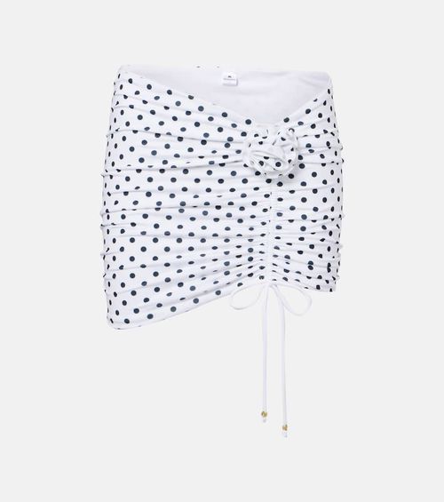 Stefani polka-dot ruched miniskirt