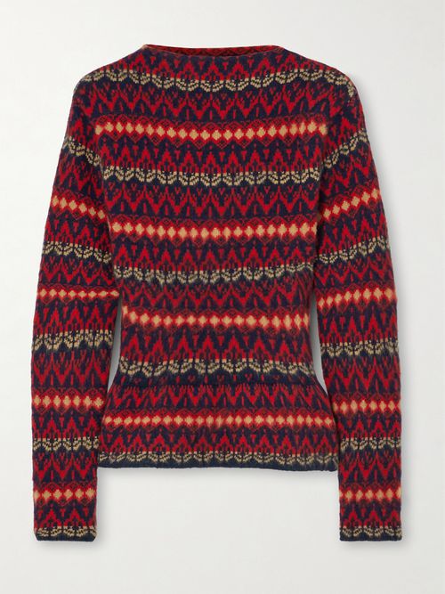 Wool Jacquard-knit Sweater - Red