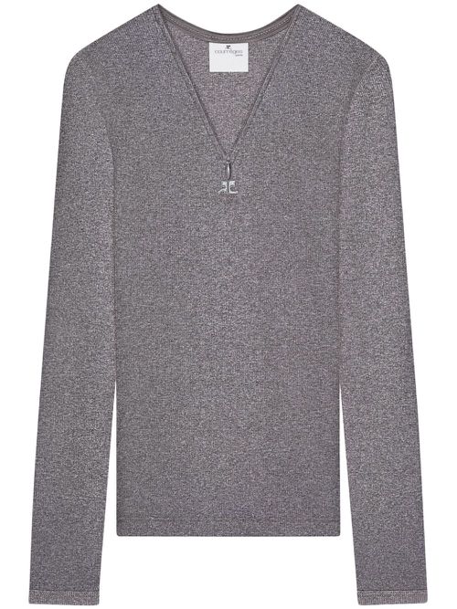 90's zip-neck T-shirt - Grey