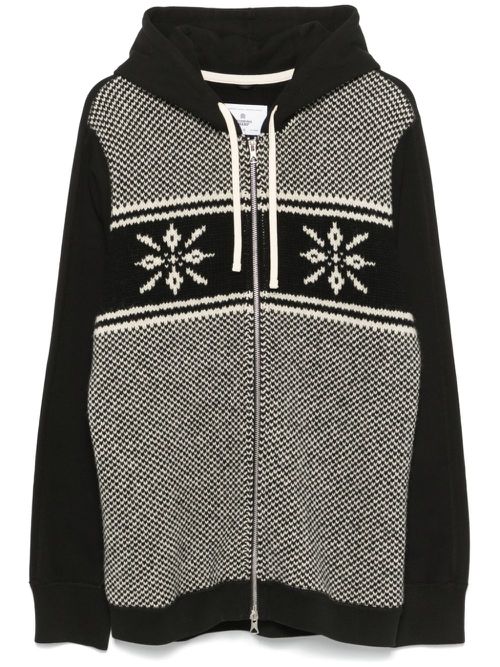 Intarsia-knit hoodie - Black
