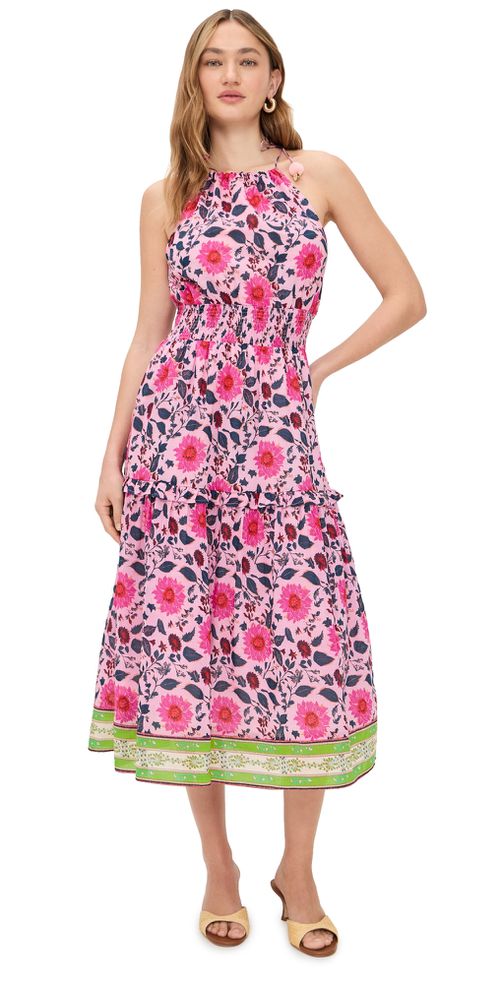 Kelly Midi Dress Fuchsia/Teal Floral