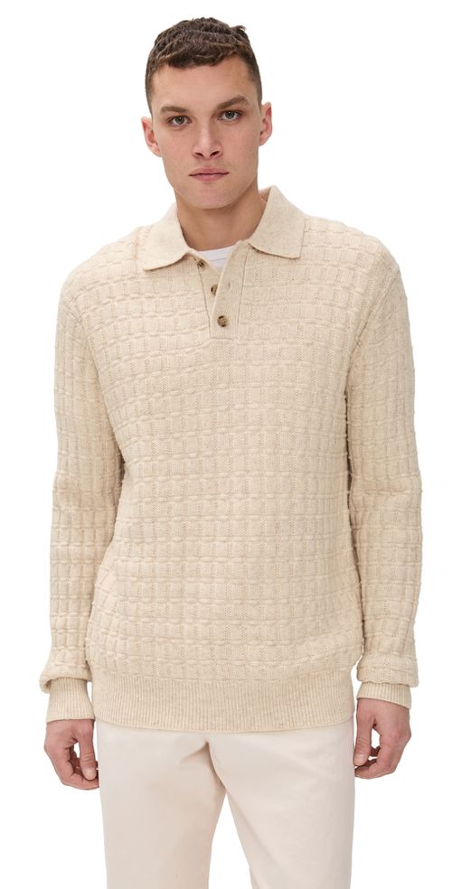 Gustav Squared Structure Polo Knit Light Sand Melange
