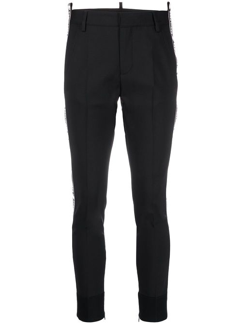 Logo print slim-fit trousers - Black