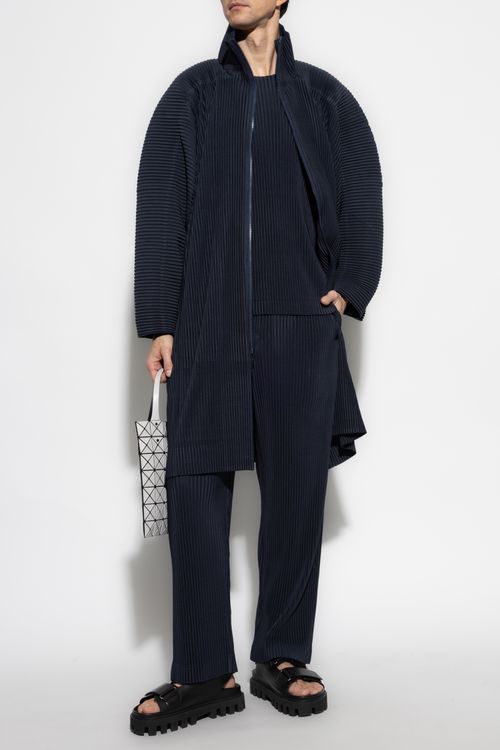 Pleated Coat, Men's, Navy Blue