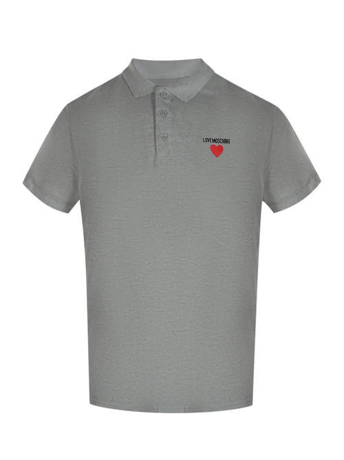 Love Moschino Heart Logo Grey Polo Shirt - Grey