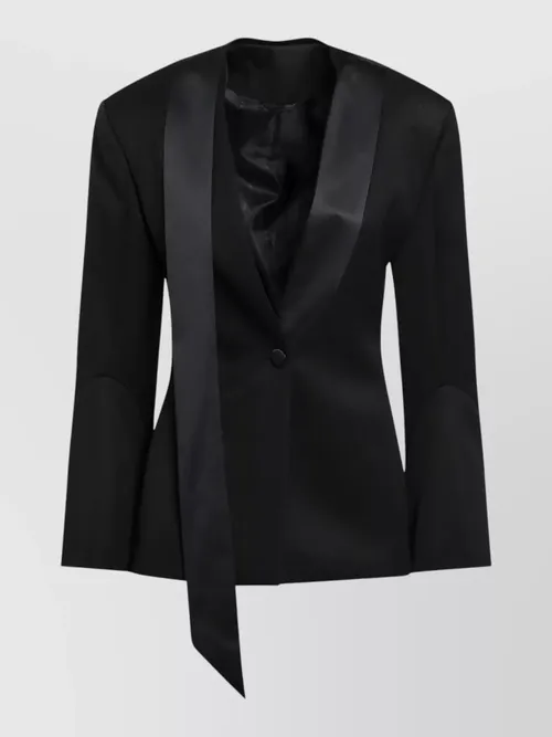 The Attico - long sleeve jacket tailored fit satin lape