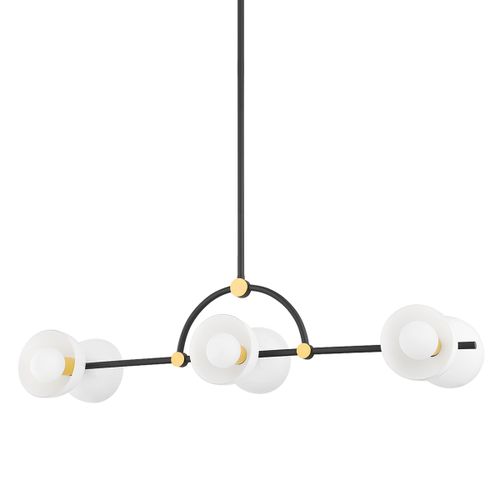 Aged Brass Textured Black Combo Six Light Linear from the Belle Collection