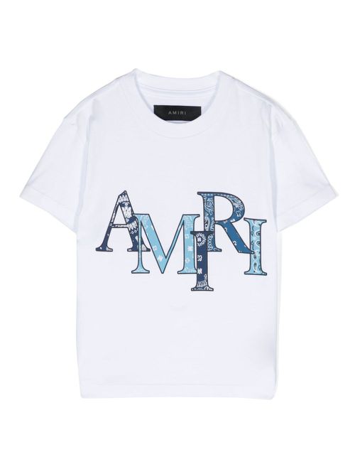 Bandana Staggered cotton T-shirt - White