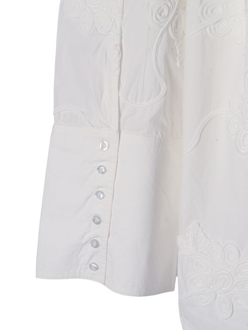 Lipy Flower Shirt White Cotton (organic) Long Sleeves T-shirt - Women