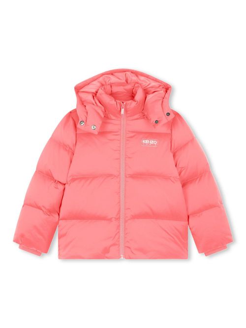 Water-repellent hooded puffer jacket - Pink