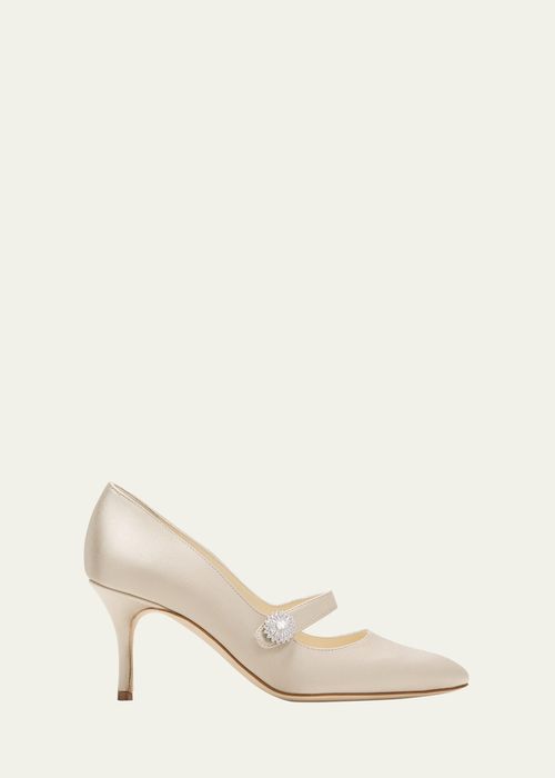 Satin Crystal Mary Jane Pumps